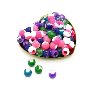 750pcs/500g Acrylic Large Hole Two colored beads kids hair beads DIY Handmade Jewelry Accessories Loose Beads