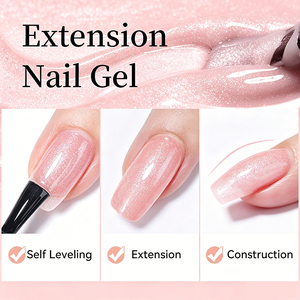 KLANA Gel de construction rapide pour extension d'ongles 30g, Gel sculptant rose pailleté effet cristal pour Nail Art, Gel de construction Flowder Field - Product Image 2