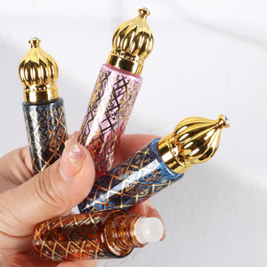 Luxe 8ml Parfum Verre Rouleau sur Bouteille Vide Arabe Huile Essentielle Bleu Violet Noir Conteneur Crème Pour Les Yeux Roller Ball Bouteilles - Product Image 3