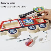 Jouets Montessori écologiques en bois : Camion de pompiers à démonter avec vis et clé, planche sensorielle pour mécanicien préscolaire
