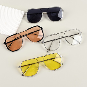 Fashion <b>Rectangle</b> Sunglasses Full Rim <b>Mirror</b> Lenses Unisex Casual UV380 Protection Adult Metal Frame - Product Image 2