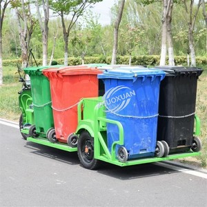 Triciclo Eléctrico de Saneamiento de Carrocería Abierta de 6 Cubetas con Parasol, Camión de Transferencia de Residuos de 1000W para Limpieza de Calles Comunitarias - Product Image 4