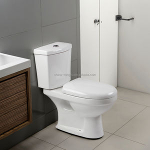 Inodoro de Cerámica de Dos Piezas con Doble Descarga, Alargado, Blanco, Fácil de Limpiar, Montado en el Suelo, con Sifón en S, para Hotel, Precio al por Mayor - Product Image 1