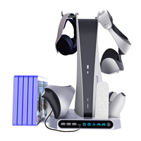 Station de refroidissement ultra multifonction pour PS5 Chargement pour contrôleur PS5 Support de disque de jeu de stockage pour PSVR2 Support de concentrateur USB