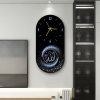 Jam Dinding Kaligrafi Arab Modern dengan Bingkai PVC Gambar Religius Islam Muslim Jam Dinding Kristal Dekorasi Dinding