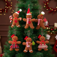 Vente en gros de jouets de Noël en peluche de haute qualité, bonbons de Noël en forme d'homme en pain d'épices, articles cadeaux de Noël