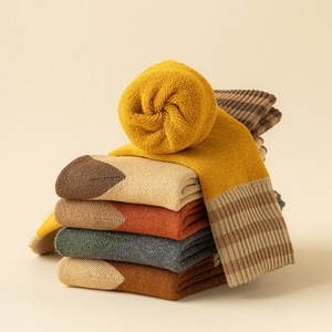 Thermal Terry Cloth <b>Socks</b> Thickened Mid Calf Color Blocking Japanese Style Warm <b>Socks</b> For Women And Men Autumn <b>Winter</b> - Product Image 4