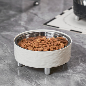 Bol surélevé en acier inoxydable de forme arrondie pour chats et chiens, avec support pour le cou et design anti-renversement - Product Image 2