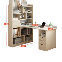 Bureau en bois avec étagère intégrée, bureau d'ordinateur portable tout-en-un, table d'étude pour étudiant avec tiroirs d'angle pour la maison et la chambre