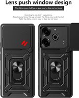 Étuis de téléphone mobile à fenêtre coulissante pour Tecno Pova 7 Pro Ultra 6 Pro 4G 5G Protection de l'appareil photo coulissant Anneau de support de téléphone Coque arrière de téléphone