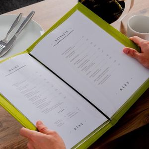 Menú Personalizado de Cuero Sintético Duradero a Precio de Fábrica, Portamenús con Banda Elástica para Restaurante - Product Image 2