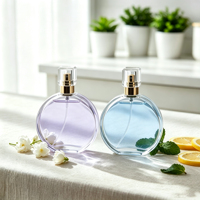 Flacon de parfum en verre rond personnalisé avec pompe pulvérisatrice, 30 ml, 50 ml, 100 ml, couleur et forme au choix