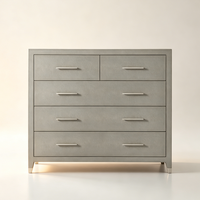 Commode de Rangement 5 Tiroirs en Bois Massif Gaufré, Finition Vieillie Simple et Moderne, Grande Capacité, Écologique, pour Chambre à Coucher, Usage Domestique