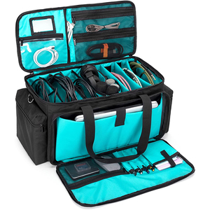 Sacoche de transport pour DJ avec compartiments amovibles et fond rembourré, fermeture éclair, en polyester, pour câbles et fichiers – Modèle classique - Product Image 1