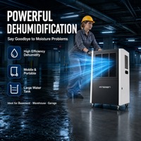 Déshumidificateur industriel 60L/jour 220V 950W, machine de déshumidification en métal, étanche IPX4 pour entrepôt, atelier, usine