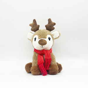 Custom Christmas Kawaii Moose Deer Plush Toys With Red Scarf Stuffed Animal Toys <b>Cute</b> Squishy Plushies Toys for Kids Wholesale - Product Image 2