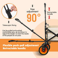 Chariot de courses pliable à quatre roues facile à transporter, chariot de camping et de randonnée imperméable pour l'extérieur avec poignée rétractable