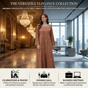 Abaya Modeste Ornée pour Femme, Longue, Coupe Ample, Idéale pour les Occasions Spéciales, Commande en Gros - Product Image 3