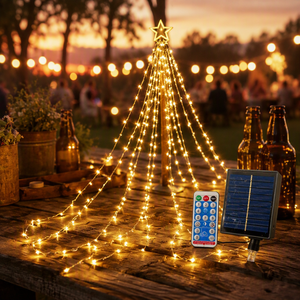 Guirnalda <span class=keywords><strong>de</strong></span> Luces LED <span class=keywords><strong>de</strong></span> Cascada <span class=keywords><strong>de</strong></span> 3.5X6M con 9 Colgantes, Alimentación Solar, Iluminación Exterior para Fiestas, Bodas, <span class=keywords><strong>Navidad</strong></span>, IP66 - Product Image 4