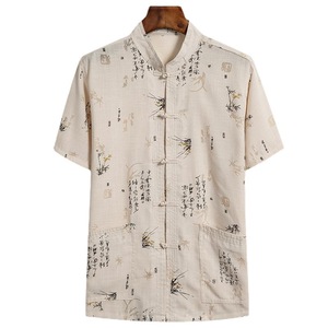 Traje Tang <span class=keywords><strong>de</strong></span> cáñamo <span class=keywords><strong>de</strong></span> algodón hecho a mano para hombre, ropa tradicional china para sala <span class=keywords><strong>de</strong></span> té en casa, conjunto básico <span class=keywords><strong>de</strong></span> dos piezas con diseño personalizado - Product Image 2
