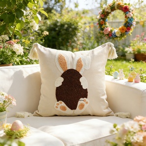 Novedad Transfronteriza: Funda de Cojín Bordada con Conejo de Pascua, Personalizable, para Jardín, Exterior, de Algodón, Lino y Poliéster - Product Image 2