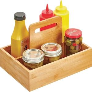 Wooden <b>Storage</b> <b>Tray</b> Rectangle 4-7 Compartments Portable For Kitchen Home Restaurant Desktop Use - Product Image 1