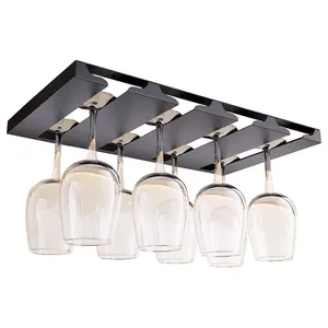 Wine Glass Holder Under Shelf or Cabinet,Stainless Steel 16.5in Stemware Rack, 4 Row Glassware Drying Storage Hanger for Kitchen