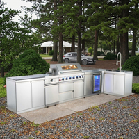 Gril extérieur Offre Spéciale Kitchenbbq Island Backyard/Camping Mobile Modulaire Ignifuge Acier inoxydable Barbecue à gaz Cuisine extérieure