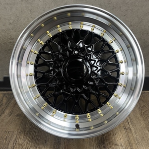 Jantes en alliage universelles 17 pouces 17x7.5 4x100 4x114.3 5x100 5x114.3, style JDM, à rayons profonds, pour voitures particulières, noires, rétro <span class=keywords><strong>RS</strong></span> - Product Image 4
