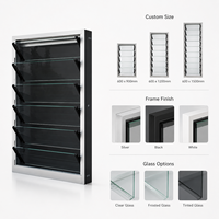 Ventana de Aluminio con Persianas Ajustables Horizontales, Contraventanas de Vidrio, Mosquitera Templada para Exteriores, Hoteles y Baños