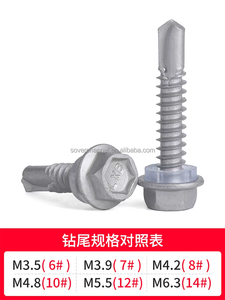 Tornillo Autorroscante de Cabeza Hexagonal de Acero Inoxidable con Rosca M3.5 para Techos de Lámina Metálica, Sistema de Medición en Pulgadas - Product Image 6