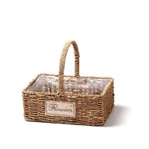 AAA351 Portable Home Decor conservazione <span class=keywords><strong>in</strong></span> <span class=keywords><strong>vimini</strong></span> vaso succulento decorazione fatta a mano contenitore per piante cesto di fiori di paglia - Product Image 4