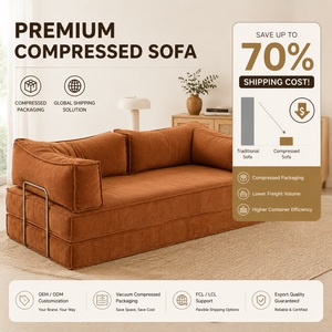 Sofá seccional modular de pana comprimido al vacío, con rayas, combinación libre, sofá comprimible para sala de estar, apartamento, hogar - Product Image 1
