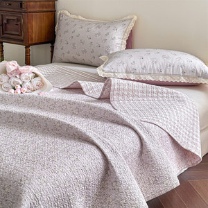 Nouvelle collection : Parure de <span class=keywords><strong>lit</strong></span> trois pièces en coton <span class=keywords><strong>matelassé</strong></span>, style coréen, motif floral frais, personnalisable, toutes saisons, avec taie d'oreiller en dentelle - Product Image 2