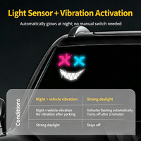 Lumière d'ambiance LED solaire pour voiture, motif visage de démon, fixation par ventouse, lumière d'avertissement pour vitre de voiture, capteur de vibration sans fil