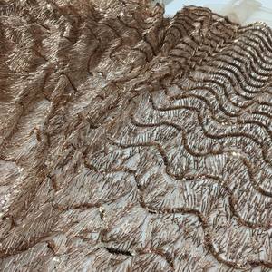 قماش دانتيل ذهبي نيجيري أفريقي فاخر 2025 بتصنيع المعدات الأصلية، قماش بترتر ذهبي كبير لفستان، قماش دانتيل أفريقي مطرز - Product Image 5