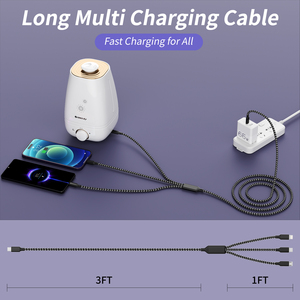 Câble USB C <span class=keywords><strong>6</strong></span> pieds 100W Nylon tressé USB-C <span class=keywords><strong>cordon</strong></span> de <span class=keywords><strong>chargeur</strong></span> multiple avec port Micro et IP de type C pour câble de charge <span class=keywords><strong>iPhone</strong></span> 16/15 - Product Image 4