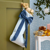 Chaussettes de Noël en velours à suspendre, rouges et bleues, vierges, douces, pour décoration