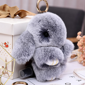 Rts Tùy Chỉnh Nhồi Bông Keychain Lông Pompon 15Cm Bunny Fluffy Bất Thỏ Lông Keychain Đính Phụ Nữ Pompom Thỏ Trên Túi Móc Chìa Khóa - Product Image 5