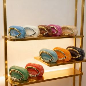 2026 ऐक्रेलिक महिला शाम हैंडबैग संगमरमर क्लच पर्स आसान मैच पर्स चेन क्रॉसबॉडी बैग धातु सजावट महिला हैंडबैग - Product Image 1