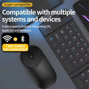 Ultra ince katlanabilir Mini sessiz klavye ve fare Combo üç modlu tabletler telefonları dizüstü bilgisayarlar için şarj katlanır klavyeler - Product Image 5