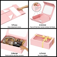 Carton rose exquis fenêtre transparente rectangulaire boîte-cadeau de mariage boîtes d'emballage en papier personnalisées pour bouquets de fleurs