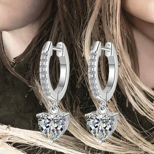 Certified VVS1 Moissanite S925 Sterling <b>Silver</b> <b>Earrings</b> Heart Diamond <b>Studs</b> Flower Shape Fine Jewelry 1CT2 Wedding Gift Pair <b>Set</b> - Product Image 3