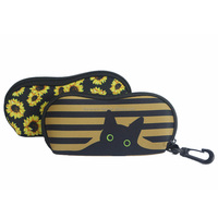 Sac à lunettes en néoprène à fermeture éclair léger et personnalisé avec impression Étui à lunettes de soleil portable avec clip