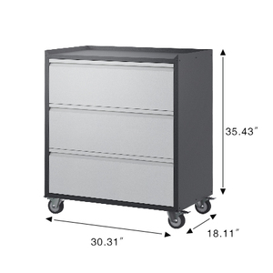 Meuble de classement mobile moderne à 3 tiroirs, texture écorce d'orange, grand rangement métallique pour la maison, le bureau et l'école - Product Image 4