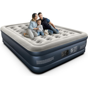 Customized 35 Coils Inflatable Flocked Fabric PVC Camping air Bed <b>Mattress</b> with Built in Pump - Product Image 1