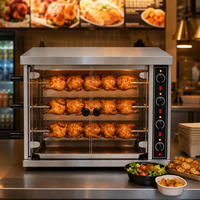 Four à rôtir électrique pour poulet de supermarché, rôtissoire rotative à 3 niveaux avec porte en verre