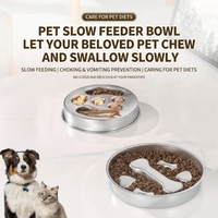 Bol pour chien et chat Vansity avec logo personnalisé, en acier inoxydable, à alimentation lente, antidérapant, anti-étouffement, facile à nettoyer, durable