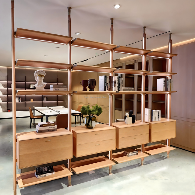 Wall Mounted Shelf Modern Minimalist Luxury Modular Custom Metal Aluminum Frame With Led Light for Living Room Bedroom