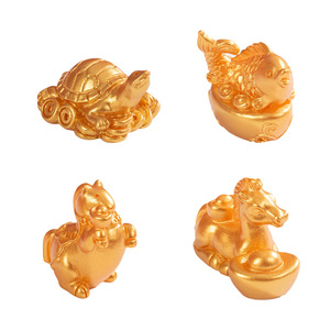 Figuras de Animales de Resina, Caballo Dorado, Pez, Tortuga, Cerdo, Decoración para el Hogar, Artesanía Artística, Regalos - Product Image 5